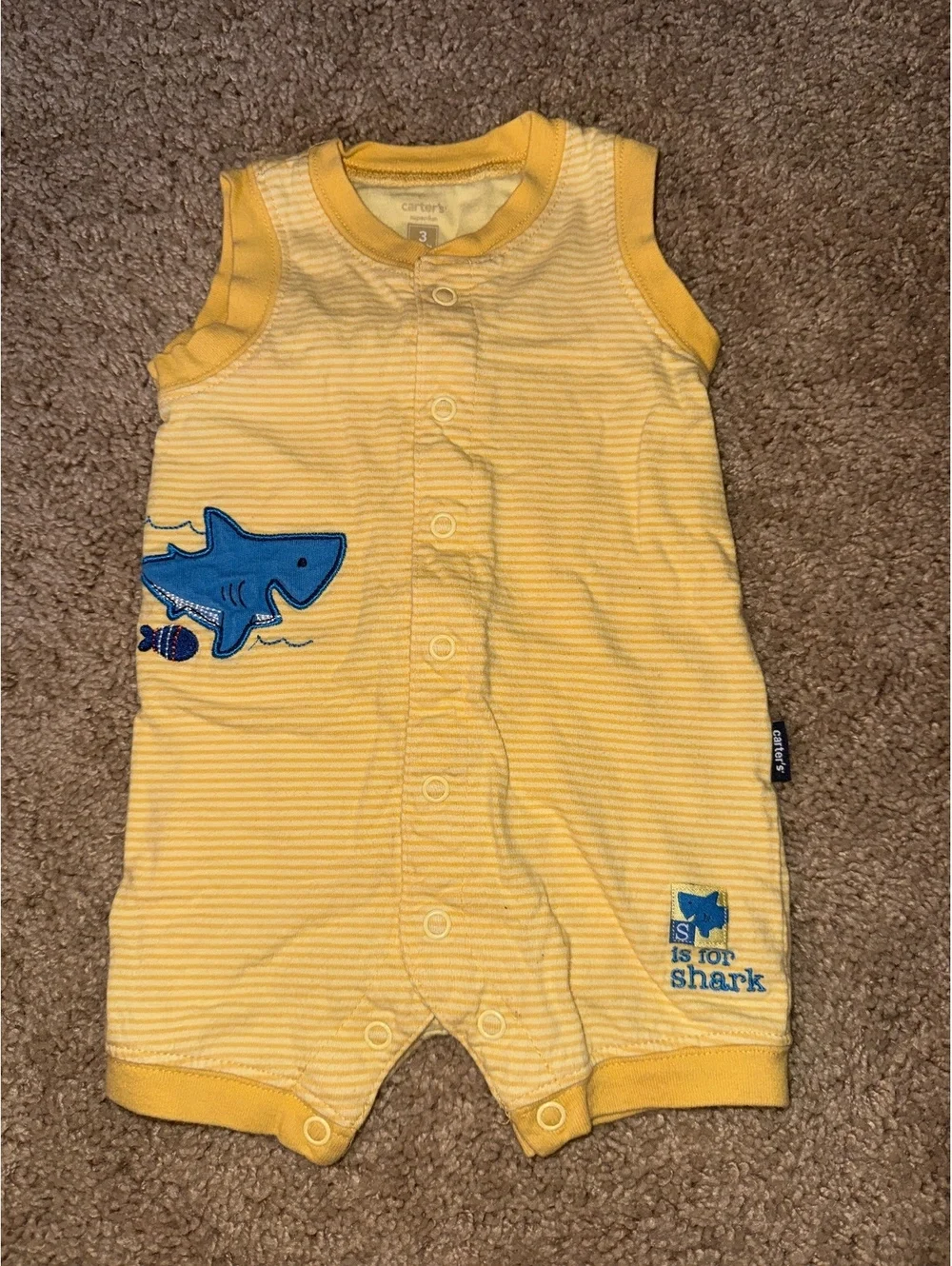 Carter's 3 Months Yellow Sleeveless Shark Romper